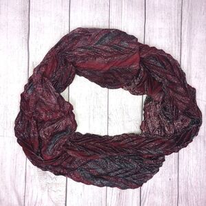 Infinity scarf with shimmer fabric burgundy/black